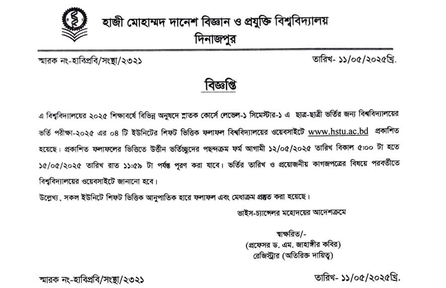 HSTU Result 2025