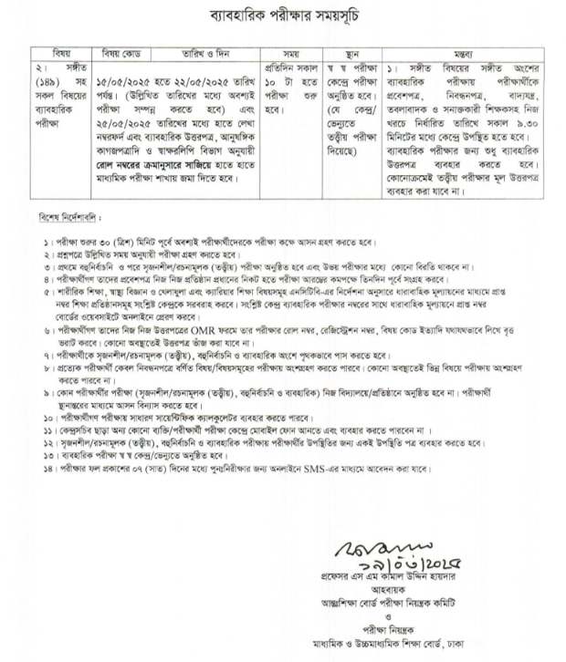 SSC Practical Routine 2025 All Board