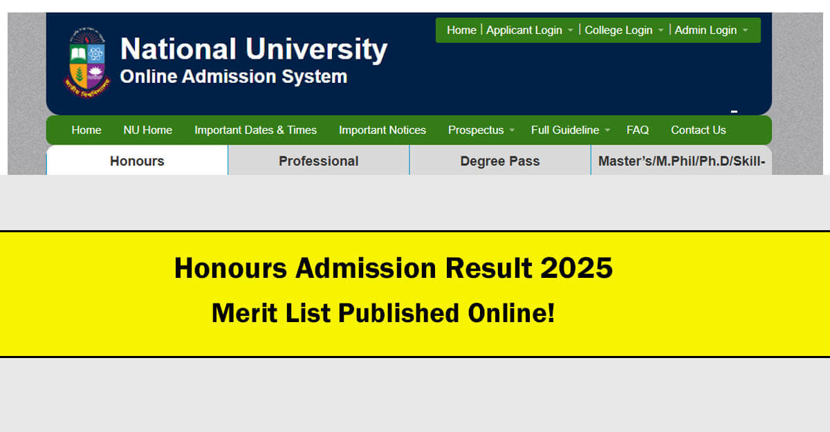 Honours Admission Result 2025 Published